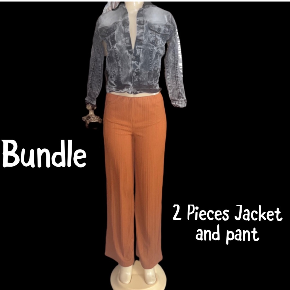 🌺🌸🌺 IRIS- women stretched wide leg pants and FWRD- grey jacket size S/8 .
